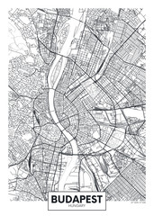 Detailed vector poster city map Budapest