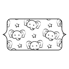 banner with cute elephants pattern over white background, vector illustration