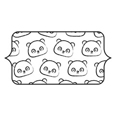 banner with Panda bear pattern over white background, vector illustration