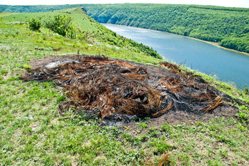 ashes after fire from the tires