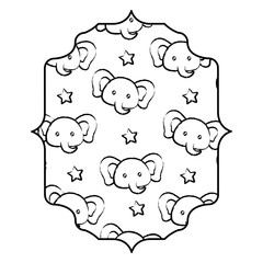 arabic frame with cute elephants pattern over white background, vector illustration