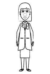 Cartoon woman doctor with a red clown nose and a stethoscope  over white background, vector illustration