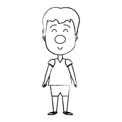 cartoon boy with clown nose icon over white background, vector illustration
