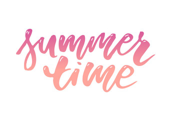 Summer time vector text lettering calligraphy letters color