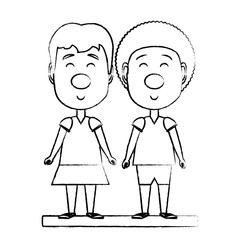 Happy girl and boy with red nose over white background, vector illustration