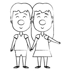 Happy girl and boy with red nose over white background, vector illustration