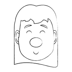 Happy cute girl with red nose icon over white background, vector illustration
