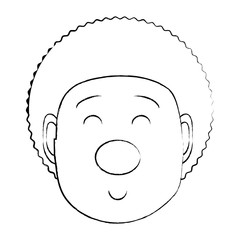 Cartoon boy face with clown nose over white background, vector illustration