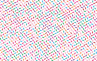 Fototapeta na wymiar Festival pattern with confetti or donut's glaze, sprinkles. Colorful background, vector illustration