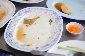 White empty dishes after eating