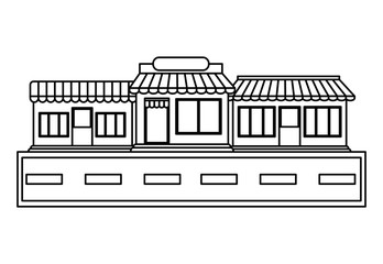 shops on street icon over white background, vector illustration