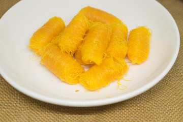 Rolled egg yolk thread, Thai traditional dessert
