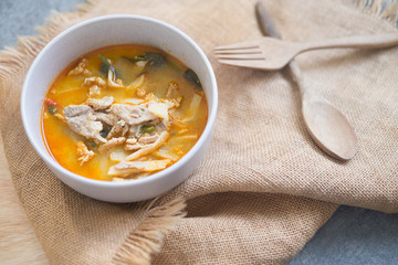 Homemade pork and bamboo shoot curry