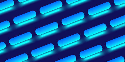 Blue textured background with shiny 3d geometric pattern.