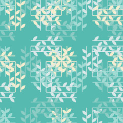 Seamless background with decorative leaves. Brushwork. Hand hatching. Scribble texture. Textile rapport.