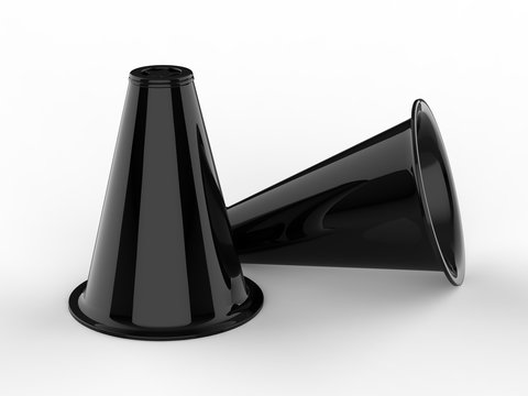 Blank plastic cone megaphone, and popcorn holder for branding. 3d render illustration.