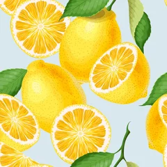 Papier Peint photo Citrons Modèle sans couture avec des citrons