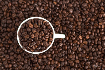 Coffee,coffee bean Coffee in white cup Love coffee Coffee background