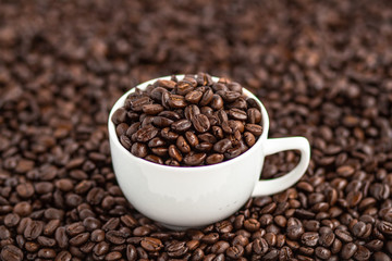 Coffee,coffee bean Coffee in white cup Love coffee Coffee background