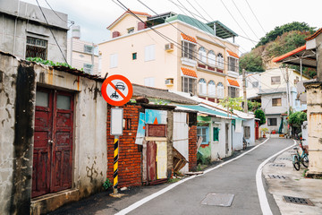 Fototapeta premium Cijin island village street view in Kaohsiung, Taiwan