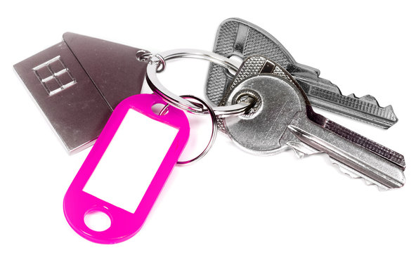  clés de maison avec porte-étiquette rose 