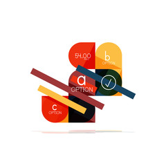 Minimal flat clean abstract option step infographic design element, geometric shapes - round squares, circles and lines layout with sample text