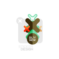 Flat design cross shape geometric sticker icon, paper style design with buy now sample text, for business or web presentation, app or interface buttons