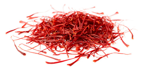 Naklejka premium dried saffron spice isolated on white background