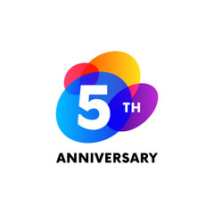 Anniversary color shapes isolated on white background. Vector illustration.