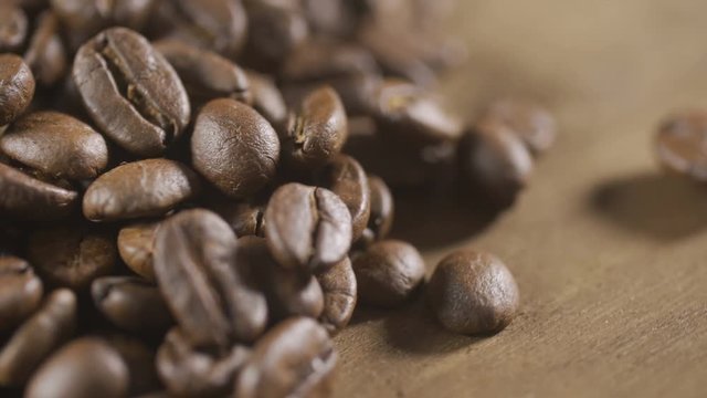 Fried coffee beans, delicious aroma, covered with smoke, roasted grain cafe flavor taste hot fresh smell morning.