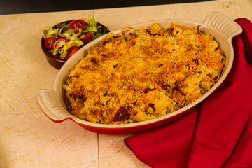 Macaroni Cheese or Mac and Cheese with salad.