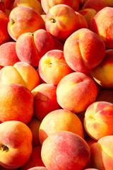 Fresh Picked Peaches at an Outdoor Farmer's Market