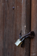 Wood Door with Padlock