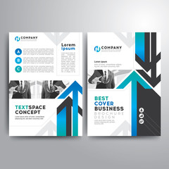 Business cover brochure template green blue gray arrow shapes
