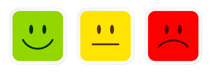 3 Mood Faces Green/Yellow/Red Angled