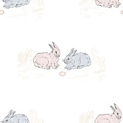 Rabbits and egg pattern - 209727709