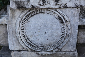 Ancient fragments of stones on excavations