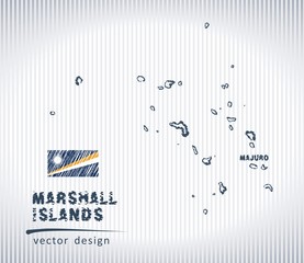 Marshall Islands vector chalk drawing map isolated on a white background