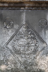 Ancient fragments of stones on excavations