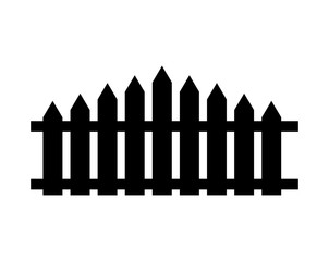 Wooden fence. Simple silhouette design isolated on white