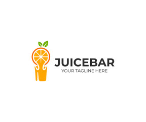 Fresh orange juice logo template. Fresh fruit drink vector design. Juice bar logotype