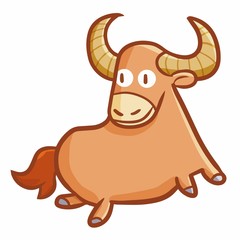 Cute and funny fat brown bison smiling - vector.