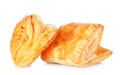 Pineapple pie on white background