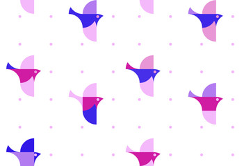 Nursery Childish Seamless Pattern Background with flying birds. Decorativ Style Trendy Textile, Wallpaper, Wrapping Paper, Kids Apparel Design. Vector illustration.