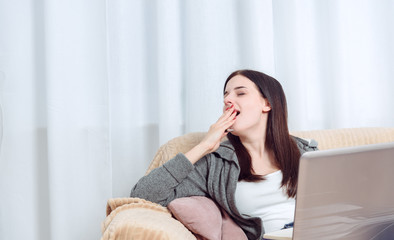 Young Woman Student Feel Bored While Trying to Studying Entry Exams to University or College