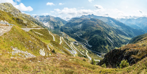 Aerial view of Grimselpass in the Bernese Alps, Switzerland