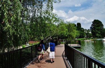 Path on Shinobazunoike pond at Ueno Park, Tokyo, Japan 