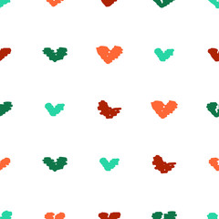 Cute seamless pattern with unusual bright hand-drawn hearts.