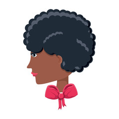 avatar woman with afro hairstyle over white background, colorful design. vector illustration