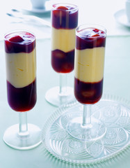 Dessert mit Kirschen und Vanillecreme